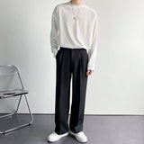 Bonsir New Fashion Wide Pants for Men Oversize Baggy Solid Casual Work Suit Pants Draped Long Straight Black Khaki White Trousers Male