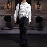Bonsir Mens Shirts Letter Print Casual Shirt Streetwear Fashion Versatile Campus Performance Daily Long Sleeve Tops Men'S Clothing 2024