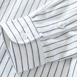 BONSIR  -  100% Cotton, Striped Loose Casual Long Sleeve Shirt for Spring and Autumn, High-quality Breathable, Moisture-wicking Men’s Shirt