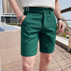 Bonsir Korean Style Men's Summer Casual Shorts/Male Slim Fit Fashion Solid Green Harlan Shorts Plus Size 29-36