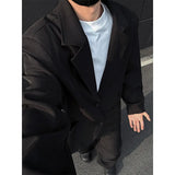 BONSIR  -  Black Blazer Jacket Men Fashion Society Mens Gray Dress Jacket Korean Loose Casual Suit Jacket Mens Office Formal Jackets M-3XL