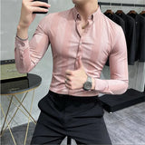 Bonsir Spring Highend Striped Long Sleeved Shirt Men Korean Slim Fit Business Dress Shirt Men Streetwear Social Party Shirt M-4XL