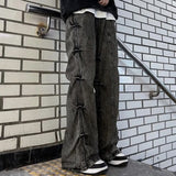 Bonsir Men'S Clothing Casual Jeans 2024 American Retro High Street Pants Men'S Niche Design Pleated Flared Wide-Leg Pants Y2k Jeans