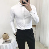 Bonsir Smart Casual Spring Autumn Men Clothing Shirts Lapel Line Single Breasted Korean Fashion Trend Business Slim Long Sleeve Tops
