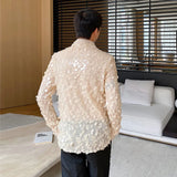 Bonsir Elgance Men's Long Sleeve T-shirts Autumn Trend Sequin Standing Neck Slim Male Tee Fashion Personality 2024 Autumn New