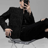Bonsir Mens Y2k Jacket Starry Sky Shiny Jacket Streetwear Fashion Trend Performance Youth Campus Long Sleeve Top Men'S Clothing