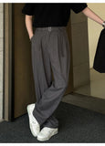 BONSIR  -  New Fashion Four Seasons Men's High Quality Suits Pants Korean Style Loose Straight  Leg Grey Trousers Male Trendy Streetwear