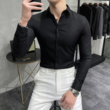 Bonsir Plus Size 7XL-M 2023 Spring Long Sleeve Solid Business Slim Shirts High Quality Men Dress Shirt Homme Social Party Casual Shirt