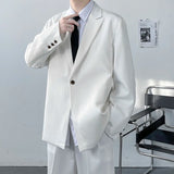 BONSIR  -  White Black Blazer Men Fashion Society Mens Dress Jacket Korean Loose Business Casual Suit Jacket Mens Office Formal Blazer