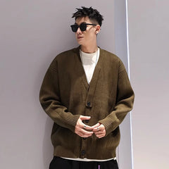 Bonsir Knit Cardigan Male Korean Style Sweater Coat Men Old Money Autumn Winter Loose Casual Men's Long Sleeve Streetwear