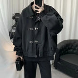 Bonsir Mens Jacket Metal Button Zipper Jacket Autumn Streetwear Motorcycle Trend Personality Versatile Short Top Men'S Clothing 2024