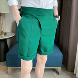 Bonsir High Quality Summer High Waist Drape Formal Suit Shorts Men Clothing Fashion Business Casual Slim Fit Office Short Pants