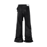 Bonsir Y2k Streetwear Wax Leather Strecth Jeans for Men and Women Ropa Hombre Baggy Flare Pants Oversized Straight Denim Trousers