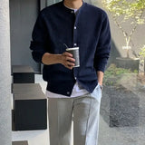 BONSIR  -  Men Autumn and Winter Knitted Cardigan Long-sleeved Sweater, Fashionable Single-breasted, Advanced Sense, Pure Color, Loose Coat