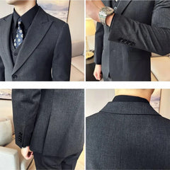 Bonsir Plus Size 6XL 5XL High Quality Korean Luxury Men Suits Single Breasted Wedding Party Tuxedo Blazer Jacket+Vest+Pants 3 Piece Set