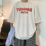 BONSIR  -  American Retro Letter Printed Pullovers Summer High Street O-Neck Men's Clothing Youthful Vitality Short Sleeve Basic T-shirts