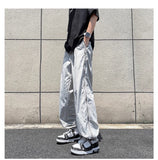 BONSIR  -  Bla Me Side Zip Qui Dry Ice Silk Casual Pants Men Summer Thin American Straight Tube Outdoor Tactical Long Trousers