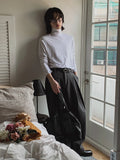 Bonsir Korean Style Men's T-shirts Heaps Collar Long Sleeve Solid Color Tops Pullover Casual Male Tees Simple 2024 Autumn