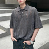 BONSIR  -  Mens Polo Shirt Ripped Hollow T-Shirt Summer Thin Streetwear Fashion Youth Campus Niche Short-Sleeve Top Men'S Clothing 2025 New