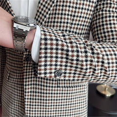 Bonsir British Style Slim Fit Houndstooth Blazer Men Fashion Business Office Wedding Dress Suit Jacket High Quality Male Blazers