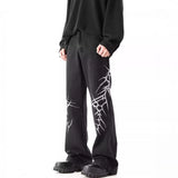 Bonsir Hip-Hop Street Niche Loose Straight Y2k Jeans Mens American High Street Fashion Trend Leisure Heavy Embroidery Flared Trousers