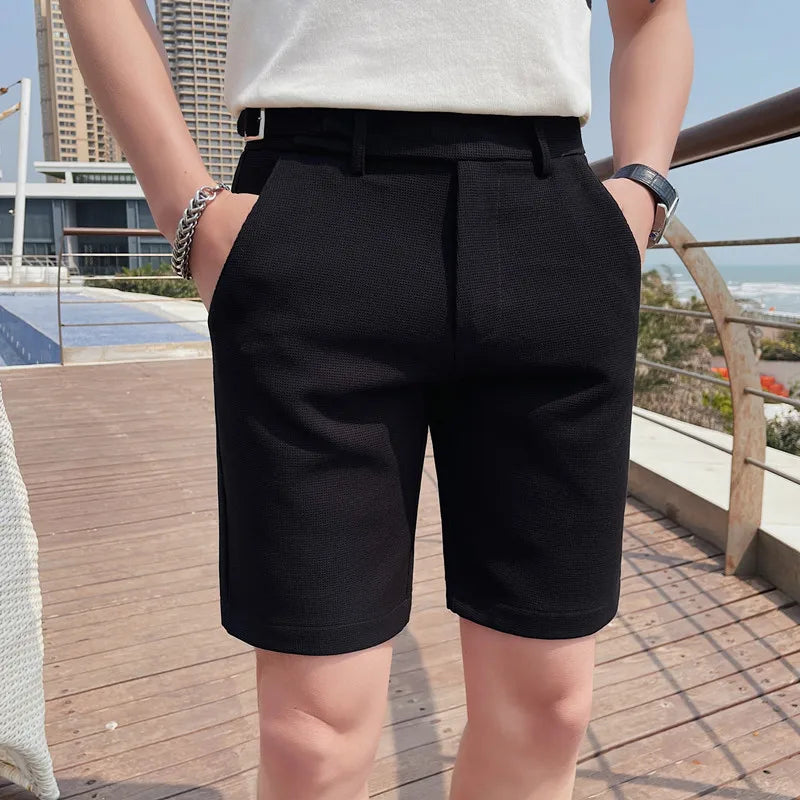 Bonsir Korean Style Men's Summer Casual Shorts/Male Slim Fit Fashion Solid Green Harlan Shorts Plus Size 29-36