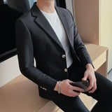 Bonsir High Quality Solid Single Button Casual Blazer Men's Korean Simple Business Elegant Fashion Party Slim Fit Suit Jacket 4XL