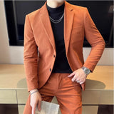 Bonsir ( Jacket + Pants ) Autumn Winter Latest Design Corduroy Men Suit Wedding Party Singer Groom Costume Tuxedos Homme 2Pcs Sets