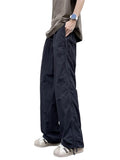 BONSIR  -  Bla Me Side Zip Qui Dry Ice Silk Casual Pants Men Summer Thin American Straight Tube Outdoor Tactical Long Trousers