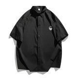 BONSIR  -  Summer Solid Men Casual Shirt Short Sleeve Fashion Brand Large Size Streetwear Blouses Male Turn Down Collar Shirts Clothes