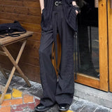 BONSIR  -  Mens Trousers With Straps Drapes Casual Pants Streetwear Fashion Dark Personality Versatile Straight Pants Men'S Clothing 2025