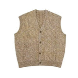 BONSIR  -  Autumn and winter American retro niche vest lazy men and women sleeveless loose knitted versatile sweater cardigan vest