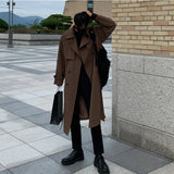 Bonsir Trench coat Brand New Spring Trench Korean Men's Fashion Overcoat Male Long Windbreaker Streetwear Men Coat Outer Wear Clothing