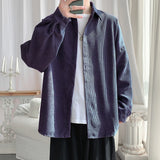 Bonsir Autumn Corduroy Solid Long-sleeved Shirt Men's Niche Loose Casual High Street Shirts Men Tops Overcoat Male Clothes