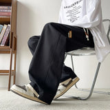 BONSIR  -  Men's Straight Pants Autumn Spring American Style Loose Straight Overalls Soft Casual Pants Korean Style Solid Color Trousers