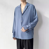 BONSIR  -  Korean Fashion Men's Shirt Spring Summer New Loose Casual Long-sleeved Lapel High Street Male Suit Shirt White Black Gray Green