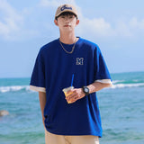 BONSIR  -  Summer Oversized T Shirt Men Tees Short Sleeve Korean Fashion T-shirts Hip Hop Streetwear Drop Shoulder Male Casual Tops