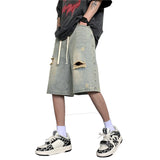 Bonsir Black Baggy Men Jeans Shorts Ripped Summer Japanese Hip Hop Streetwear Harajuku Denim Bermuda Masculina