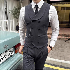 Bonsir (1 Pcs Vest）Latest Style Design Double Breasted Men Suit Vests Formal Groom Wedding Social Slim Fit Sleeveless Vest Coats