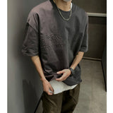 BONSIR  -  Hip Hop Letter Foaming Printing T Shirt Men Harajuku Streetwear Mens Y2k Oversized T Shirts Korean Fashion Short Sleeve Tops Tee