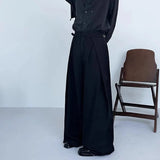 BONSIR  -  Mens Trousers Belted Pleated Casual Pants Streetwear Fashion Niche Summer Youth Campus Wide Leg Pants Men'S Clothing 2025 New