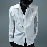 Bonsir Mens Shirt Rivet Stitching Casual Shirt Spring Street Wear Fashion Personality All-Match Long-Sleeve Top Men'S Clothing 2025 New