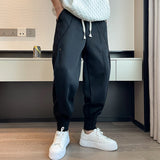 Bonsir Spring Autumn Casual Joker Harlan Pants Sports Bundle Leg Waist Pants Streetwear Fashion Men Black White Grey Elastic Trousers