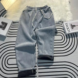 BONSIR  -  Wasteland style niche design yellow mud jeans men's American high street drape straight floor pants wide-leg pants