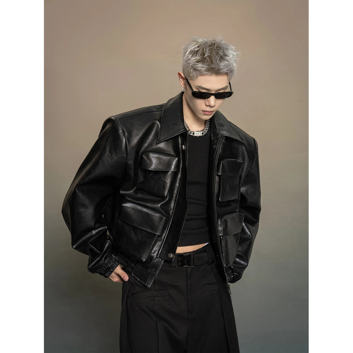 Bonsir Korean version leather jacket men's spring autumn new loose casual versatile jacket top