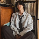 BONSIR  -  Men's Japanese-Inspired Oversized Long Sleeve Casual Shirt - Relaxed Fit Button-Down Streetwear Top for Trendy Layered Outfits