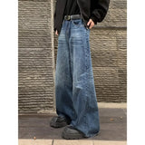 Bonsir Y2k Autumn street trend personalized straight leg wide leg washed jeans American men and women hip-hop loose casual pants