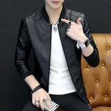 Bonsir Slim Fit Leather Jacket for Men Thin Casual Man Suits and Blazers New in Spring Clothes Menswear Gentleman Fashionable Coats Hot