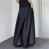 Bonsir Mens Skirt Pants Double-Layer Dark Style Pants Skirt Niche Personality Temperament Versatile Casual Wide-Leg Pant Men'S Clothing