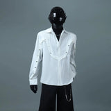 Bonsir Mens Shirt Rivet Stitching Casual Shirt Spring Street Wear Fashion Personality All-Match Long-Sleeve Top Men'S Clothing 2025 New